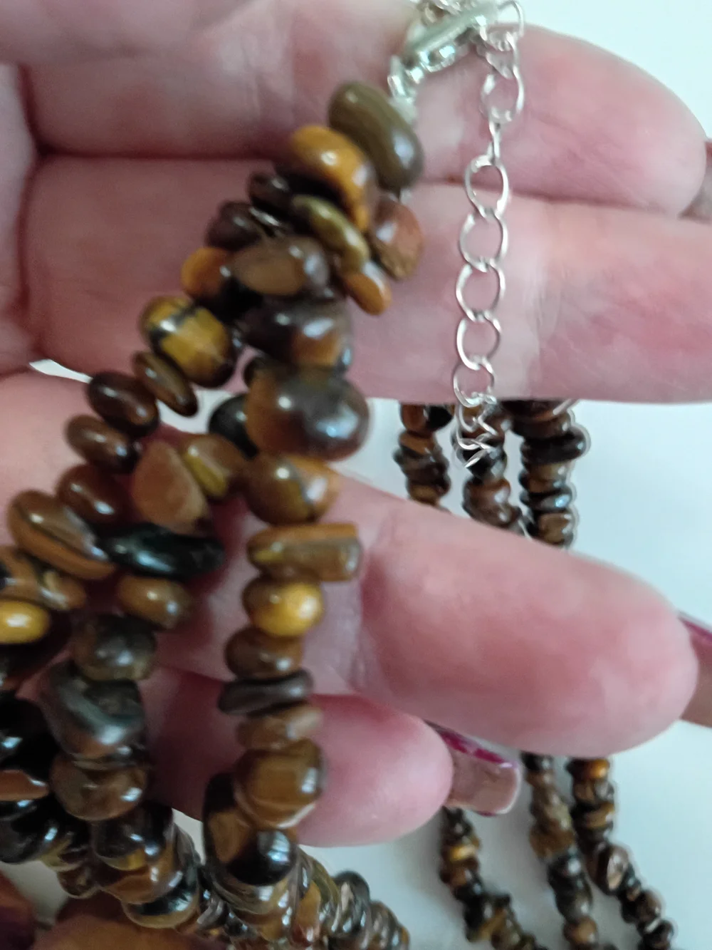 JTV Brown Tiger Eye Multi-Strand Necklace with Silver Dragonfly Pendant
